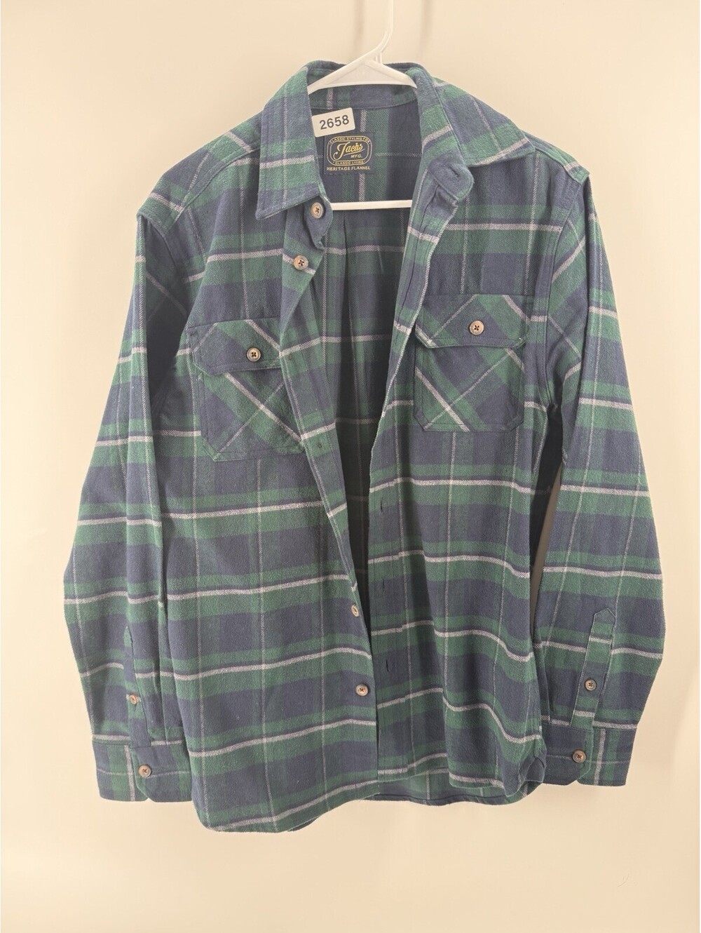 Jachs NWT Mens Heritage Flannel Button Shirt Long Sleeve Blue/Green sz M